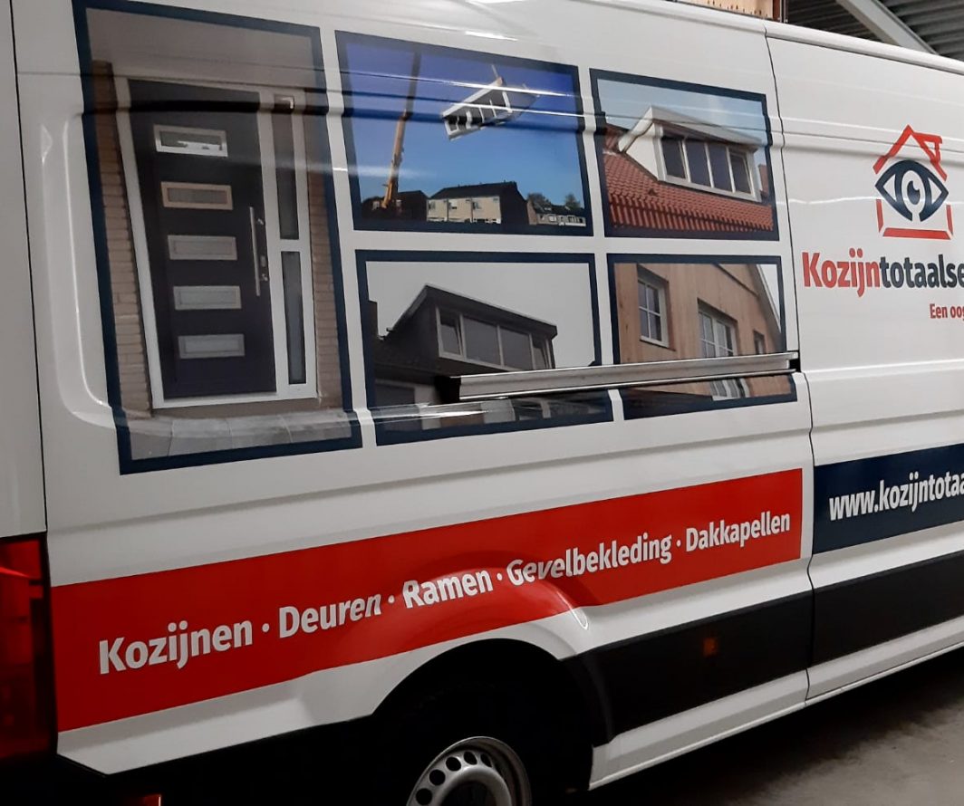 Volkswagen Crafter met bedrijfsbelettering voor Kozijntotaalservice